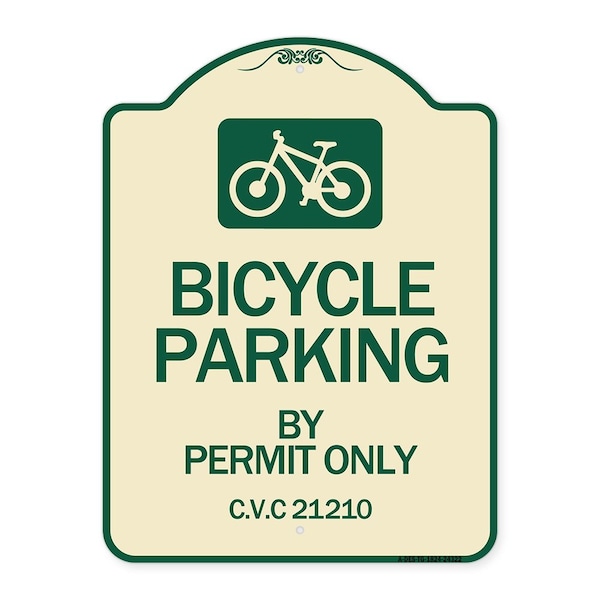 Signmission Bicycle Parking by Permit C.V.S. 21210 Heavy-Gauge Aluminum Sign, 24" x 18", TG-1824-24322 A-DES-TG-1824-24322 - main
